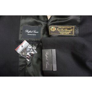 Raffaele Caruso Solid Black Loro Piana 120s 2 Pc Suit Jacket Pants 40 50EU NEW